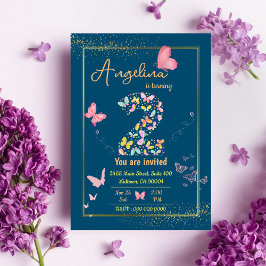 魔法の羽ばたき蝶かわいい第2の誕生日 招待状