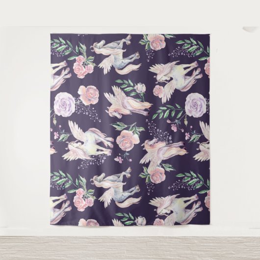 魔法の翼のあるポニー模様 タペストリー (正面)