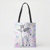 魔法の翼のユニコーンとカラフルバブル トートバッグ (正面)