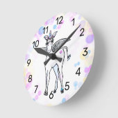 魔法の翼のユニコーンとカラフルバブル ラウンド壁時計 (傾斜)