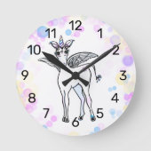 魔法の翼のユニコーンとカラフルバブル ラウンド壁時計 (正面)