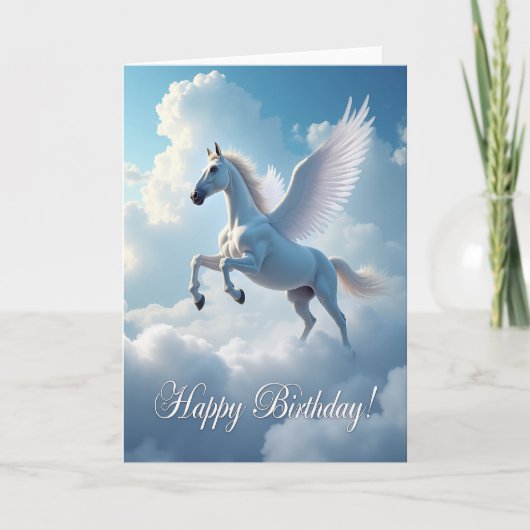 魔法の翼を持つ馬の誕生日カード カード (正面)