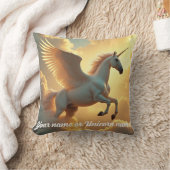 魔法の翼ユニコーン空モノグラム名 クッション (ブランケット)