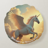 魔法の翼ユニコーン空モノグラム名 ラウンドクッション (裏面)