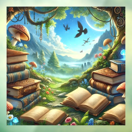 魔法の自然と古い本のウィンドウにしがみつく ウィンドウサイン (シート3)