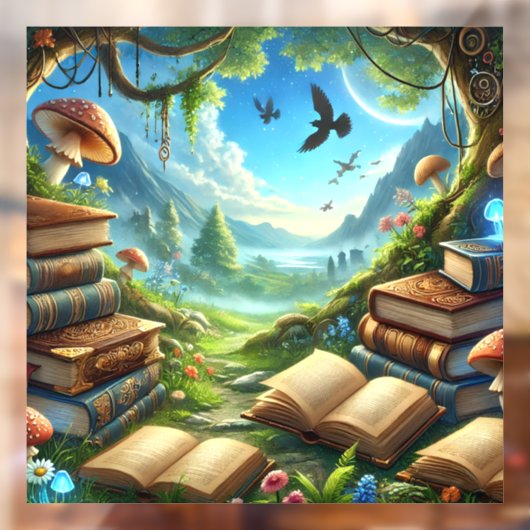 魔法の自然と古い本のウィンドウにしがみつく ウィンドウサイン (シート2)