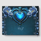 魔法の花に囲まれた青いゴシックハート ゲストブック (裏面)