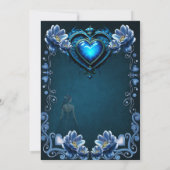 魔法の花に囲まれた青いゴシックハート セーブザデート (裏面)