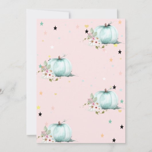 魔法の花のハロウィーンパンプキンスターの誕生日 招待状 (裏面)