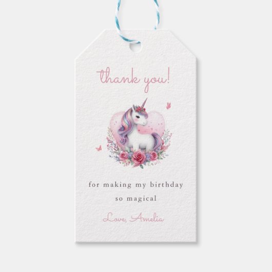 魔法の花のユニコーン ピアノ お礼 ギフトタグ (正面)