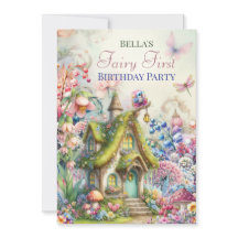 魔法の花の妖精の森のパーティー招待状