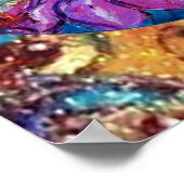 魔法の花の妖精の青いグリーンの金ゴールドの輝き ポスター (角)