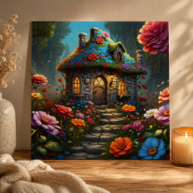 魔法の花の屋根のカントリーハウスガーデン