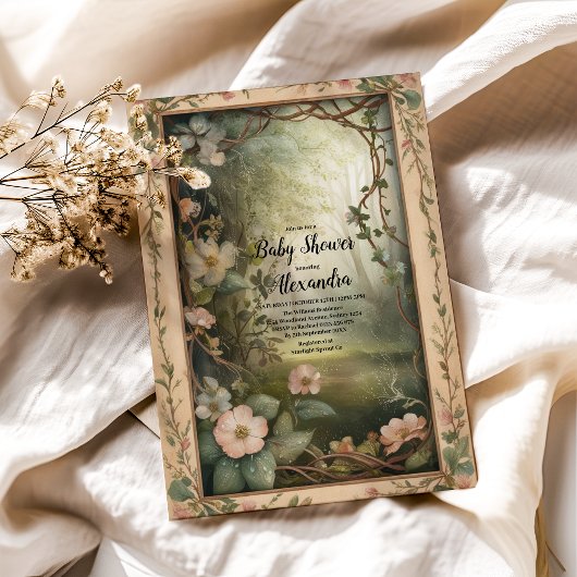 魔法の花の森のベビーシャワー 招待状
