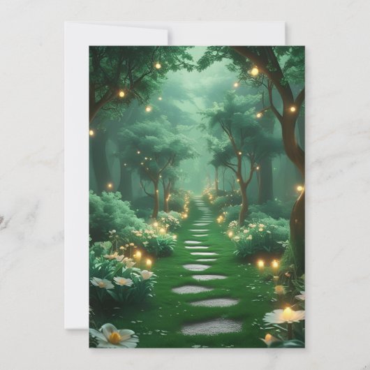 魔法の花の魔法の森の結婚道 招待状 (裏面)
