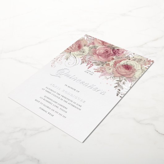 魔法の花赤面バラキンセアニェラパーティー15th 箔招待状 (回転した状態)