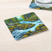 魔法の荒野の泡立つ小川 スクエアペーパーコースター (アングル)
