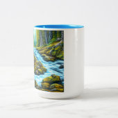 魔法の荒野の泡立つ小川 ツートーンマグカップ (中央)