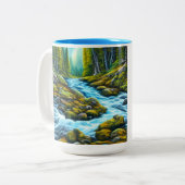 魔法の荒野の泡立つ小川 ツートーンマグカップ (正面左)