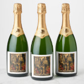 魔法の葉の中のドイツの羊飼い スパークリングワインラベル (ボトル)