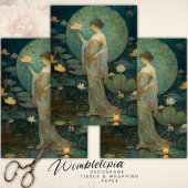 魔法の蓮の園のデコパージュに魅了された女性 ラッピングペーパーシート