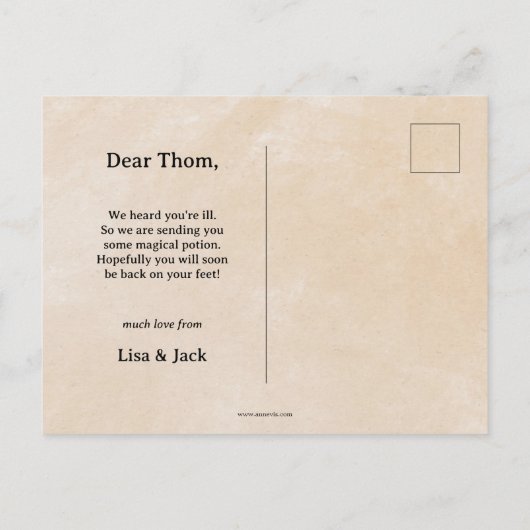 魔法の薬がまもなく良くなる ポストカード (裏面)