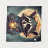 魔法の薬を持つかわいいアライグマ タペストリー (正面(横))