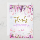 魔法の藤の花 ゴールド蝶 キッズ誕生日 サンキューカード (正面)