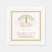 魔法の虹とユニコーンナプキン スタンダードカクテルナプキン (正面)