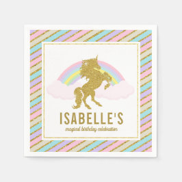魔法の虹とユニコーンナプキン スタンダードカクテルナプキン