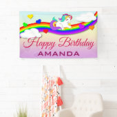 魔法の虹のかわいいユニコーンの誕生会 横断幕 (インサイチュ)