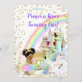 魔法の虹のプリンセスの城キャリッジユニコーン 招待状 (正面/裏面)