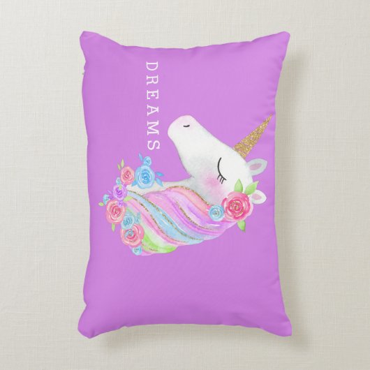 魔法の虹のユニコーンの枕 アクセントクッション (正面(垂直))