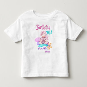 魔法の虹のユニコーンの誕生日カスタムシャツ トドラーTシャツ