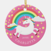 魔法の虹のユニコーンクリスマスオーナメント セラミックオーナメント (正面)