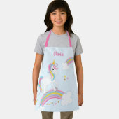 魔法の虹のユニコーンパーソナライズされたの子供 エプロン (インサイチュ)