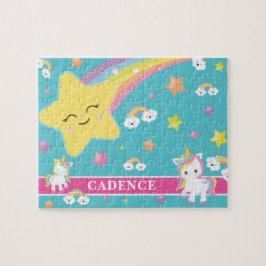 魔法の虹のユニコーンパーソナライズされたの子供 ジグソーパズル