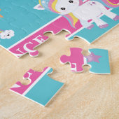 魔法の虹のユニコーンパーソナライズされたの子供 ジグソーパズル (側面)