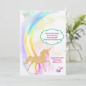 魔法の虹のユニコーン誕生日パーティーの招待 招待状 (スタンド正面)
