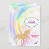 魔法の虹のユニコーン誕生日パーティーの招待 招待状 (正面/裏面)