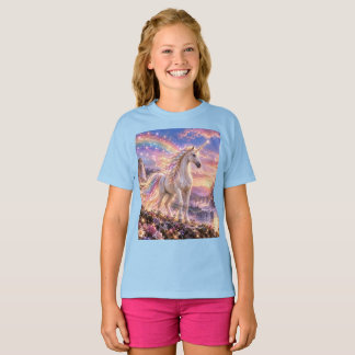 魔法の虹のユニコーン キッズ Tシャツ
