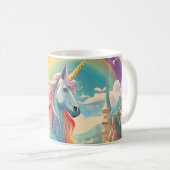 魔法の虹のユニコーン ファンタジーアート 神話の創造物 コーヒーマグカップ (正面右)