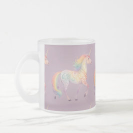 魔法の虹のユニコーン 名前入り  フロストグラスマグカップ