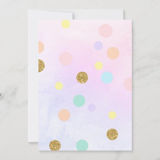 魔法の虹の一角水の色の誕生日パーティー 招待状 (裏面)