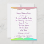 魔法の虹の一角獣をテーマにしたパーティー 招待状 (裏面)