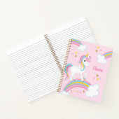 魔法の虹の一角獣ピンクキパーソナライズされたッズ ノートブック (内部)