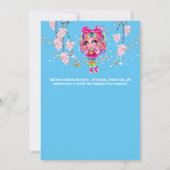 魔法の虹の女の子ファンタジー光沢ライトブルー 招待状 (裏面)