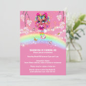 魔法の虹の女の子ファンタジー光沢ライトメラニン 招待状 (スタンド正面)