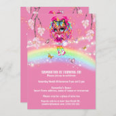 魔法の虹の女の子ファンタジー光沢ライトメラニン 招待状 (正面/裏面)