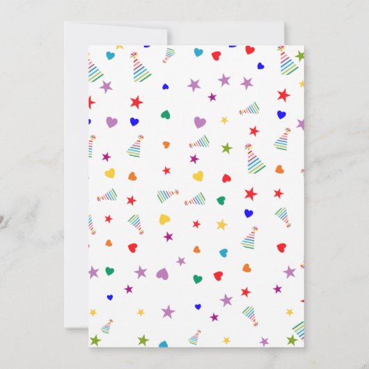 魔法の虹の子供の4歳の誕生日パーティー招待状 (裏面)